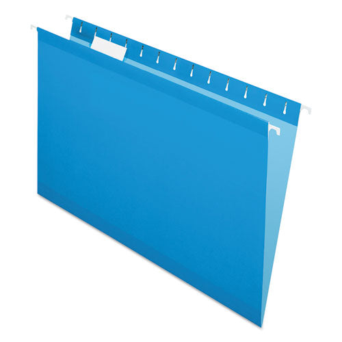 Colored Reinforced Hanging Folders, Legal Size, 1-5-cut Tab, Blue, 25-box