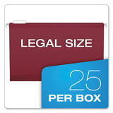 Colored Reinforced Hanging Folders, Legal Size, 1-5-cut Tab, Burgundy, 25-box