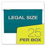 Colored Reinforced Hanging Folders, Legal Size, 1-5-cut Tab, Teal, 25-box