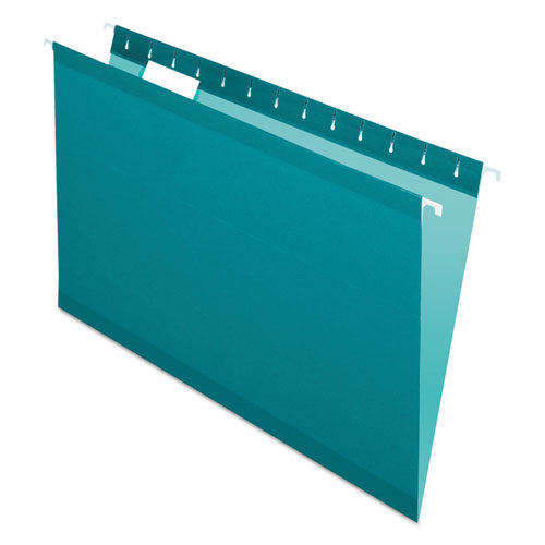 Colored Reinforced Hanging Folders, Legal Size, 1-5-cut Tab, Teal, 25-box