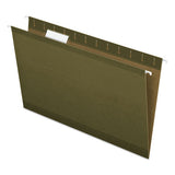 Reinforced Hanging File Folders, Legal Size, 1-5-cut Tab, Standard Green, 25-box