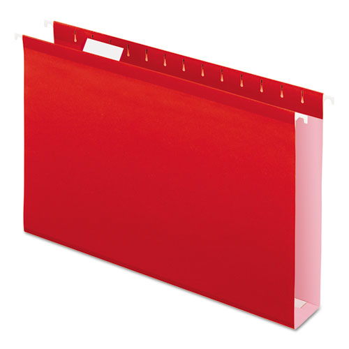 Extra Capacity Reinforced Hanging File Folders With Box Bottom, Legal Size, 1-5-cut Tab, Red, 25-box