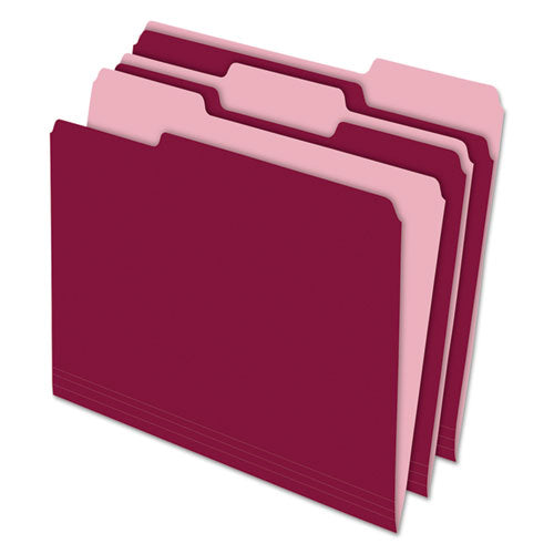 Interior File Folders, 1-3-cut Tabs, Letter Size, Burgundy, 100-box