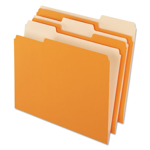 Interior File Folders, 1-3-cut Tabs, Letter Size, Orange, 100-box