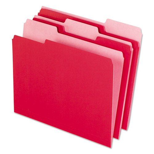 Interior File Folders, 1-3-cut Tabs, Letter Size, Red, 100-box