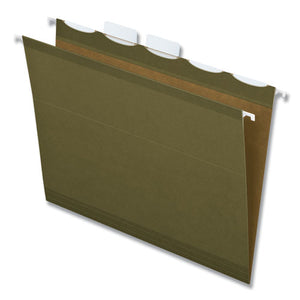 Ready-tab Reinforced Hanging File Folders, Letter Size, 1-5-cut Tab, Standard Green, 25-box