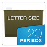 Ready-tab Reinforced Hanging File Folders, Letter Size, 1-5-cut Tab, Standard Green, 25-box