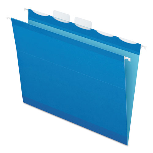 Ready-tab Colored Reinforced Hanging Folders, Letter Size, 1-5-cut Tab, Blue, 25-box