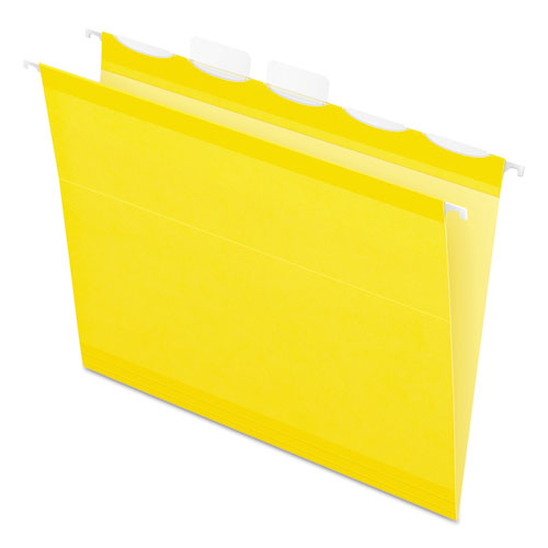 Ready-tab Colored Reinforced Hanging Folders, Letter Size, 1-5-cut Tab, Yellow, 25-box