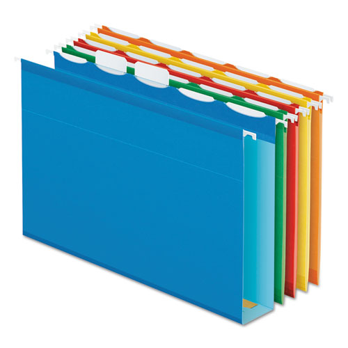 Ready-tab Extra Capacity Reinforced Colored Hanging Folders, Letter Size, 1-5-cut Tab, Assorted, 20-box