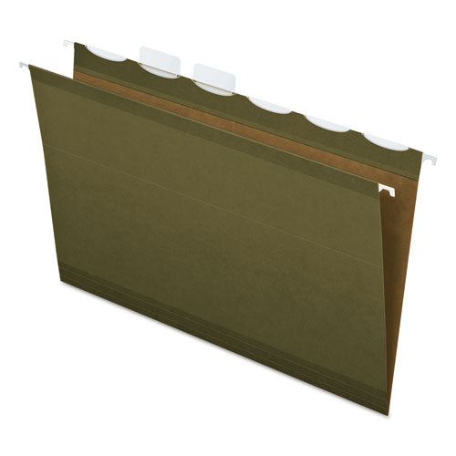 Ready-tab Extra Capacity Reinforced Colored Hanging Folders, Letter Size, 1-5-cut Tab, Standard Green, 20-box