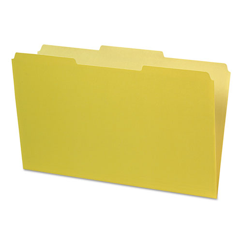 Interior File Folders, 1-3-cut Tabs, Legal Size, Yellow, 100-box