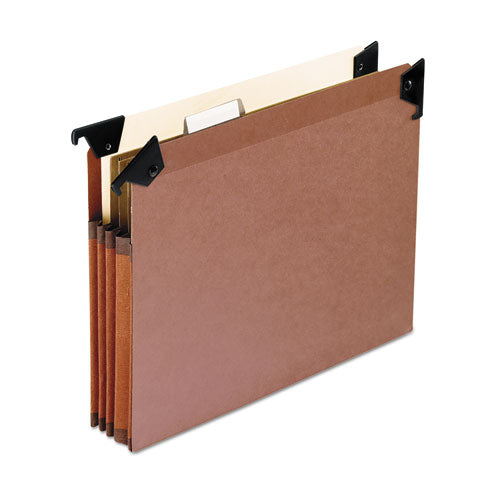 Premium Expanding Hanging File Pockets With Swing Hooks And Dividers, Letter Size, 1-5-cut Tab, Brown, 5-box