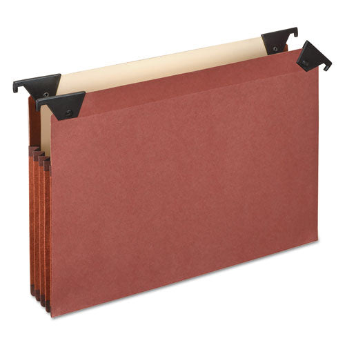 Premium Expanding Hanging File Pockets With Swing Hooks And Dividers, Letter Size, 1-3-cut Tab, Brown, 5-box