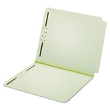 Dual Tab Pressboard Folder With Two Fasteners, Straight Tab, Letter Size, Light Green, 25-box