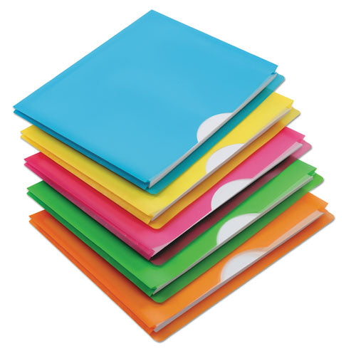 Glow Poly File Jacket, Straight Tab, Letter Size, Assorted Colors, 5-pack
