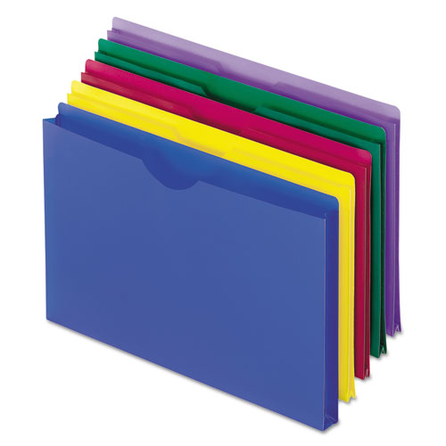 Poly File Jackets, Straight Tab, Legal Size, Assorted Colors, 5-pack