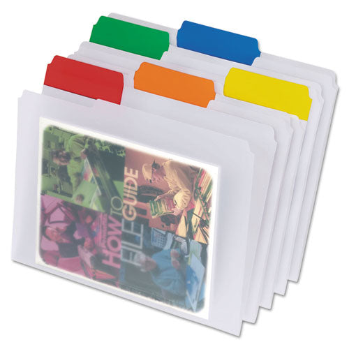 Poly File Folders, 1-3-cut Tabs, Letter Size, Clear, 25-box