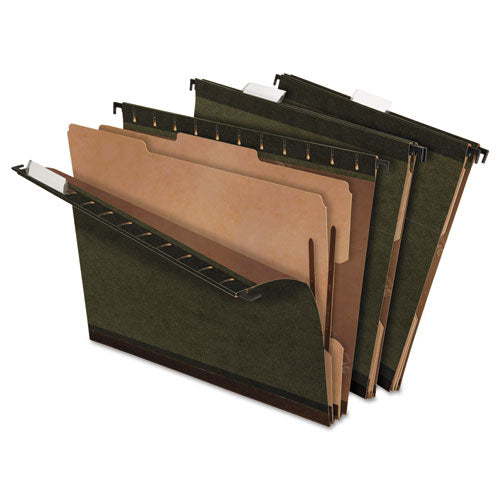 Surehook Reinforced Hanging Divider Folders, 2 Dividers, Letter Size, Green, 10-box