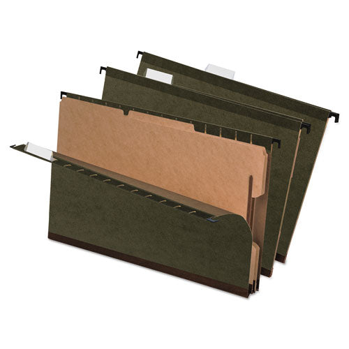 Surehook Reinforced Hanging Divider Folders, 2 Dividers, Legal Size, Green, 10-box