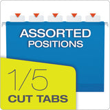 Surehook Hanging Folders, Letter Size, 1-5-cut Tab, Assorted, 20-box