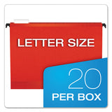 Surehook Hanging Folders, Letter Size, 1-5-cut Tab, Red, 20-box