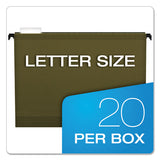 Surehook Hanging Folders, Letter Size, 1-5-cut Tab, Standard Green, 20-box