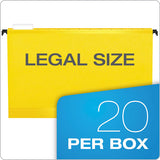 Surehook Hanging Folders, Legal Size, 1-5-cut Tab, Yellow, 20-box