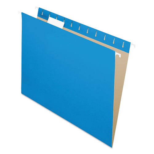 Colored Hanging Folders, Letter Size, 1-5-cut Tab, Blue, 25-box