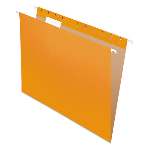 Colored Hanging Folders, Letter Size, 1-5-cut Tab, Orange, 25-box