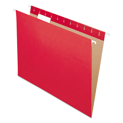 Colored Hanging Folders, Letter Size, 1-5-cut Tab, Red, 25-box
