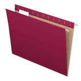 Colored Hanging Folders, Letter Size, 1-5-cut Tab, Burgundy, 25-box