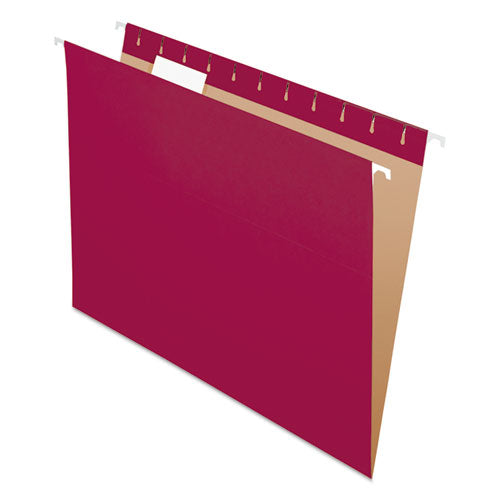 Colored Hanging Folders, Letter Size, 1-5-cut Tab, Burgundy, 25-box