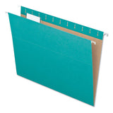 Colored Hanging Folders, Letter Size, 1-5-cut Tab, Aqua, 25-box