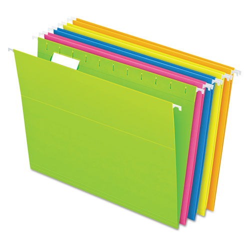 Glow Hanging File Folders, Letter Size, 1-5-cut Tab, Assorted, 25-box