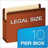 Premium Reinforced Expanding File Pockets, 3.5" Expansion, Legal Size, Red Fiber, 10-box