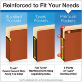 Premium Reinforced Expanding File Pockets, 5.25" Expansion, Letter Size, Red Fiber, 5-box