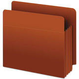 Heavy-duty End Tab File Pockets, 3.5" Expansion, Letter Size, Red Fiber, 10-box