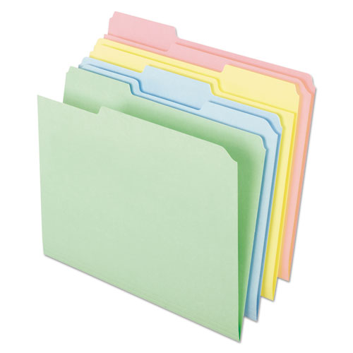 Pastel Colored File Folders, 1-3-cut Tabs, Letter Size, Assorted, 100-box