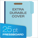 Heavy-duty Pressboard Folders W- Embossed Fasteners, Letter Size, Blue, 25-box