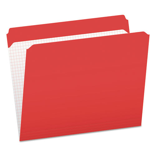 Double-ply Reinforced Top Tab Colored File Folders, Straight Tab, Letter Size, Red, 100-box