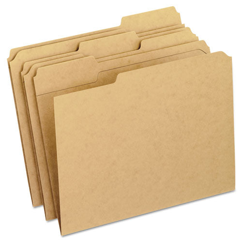 Dark Kraft File Folders With Double-ply Top, 1-3-cut Tabs, Letter Size, Kraft, 100-box