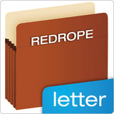 Pocket File, 3.5" Expansion, Letter Size, Red Fiber