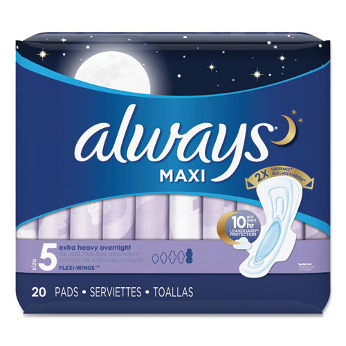 Maxi Pads, Extra Heavy Overnight, 20-pack