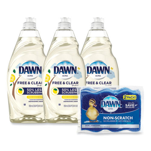 Platinum Liquid Dish Detergent, Lemon Scent, (3) 24 Oz Bottles Plus (2) Sponges-carton