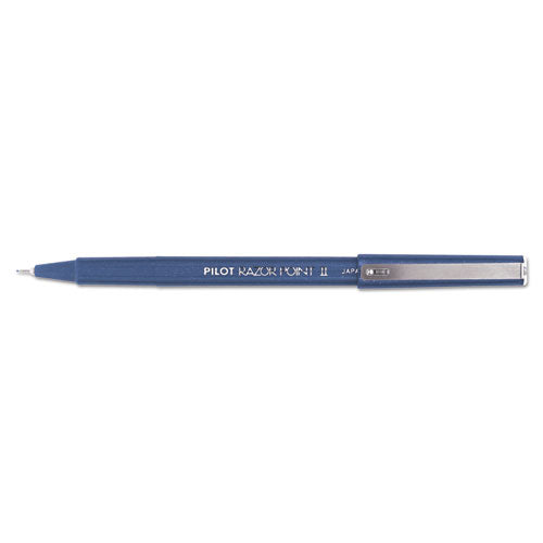 Razor Point Ii Stick Porous Point Marker Pen, 0.2mm, Blue Ink-barrel, Dozen