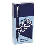 Razor Point Stick Porous Point Marker Pen, 0.3mm, Blue Ink-barrel, Dozen