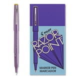 Razor Point Stick Porous Point Marker Pen, 0.3mm, Blue Ink-barrel, Dozen