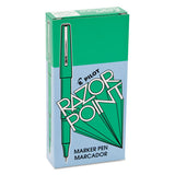 Razor Point Stick Porous Point Marker Pen, 0.3mm, Green Ink-barrel, Dozen