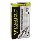 V Razor Point Liquid Ink Stick Marker Pen, 0.5mm, Black Ink, Gray Barrel, Dozen